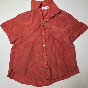 Bella Dahl women’s short sleeve Shirt size M Medium linen blend red clay